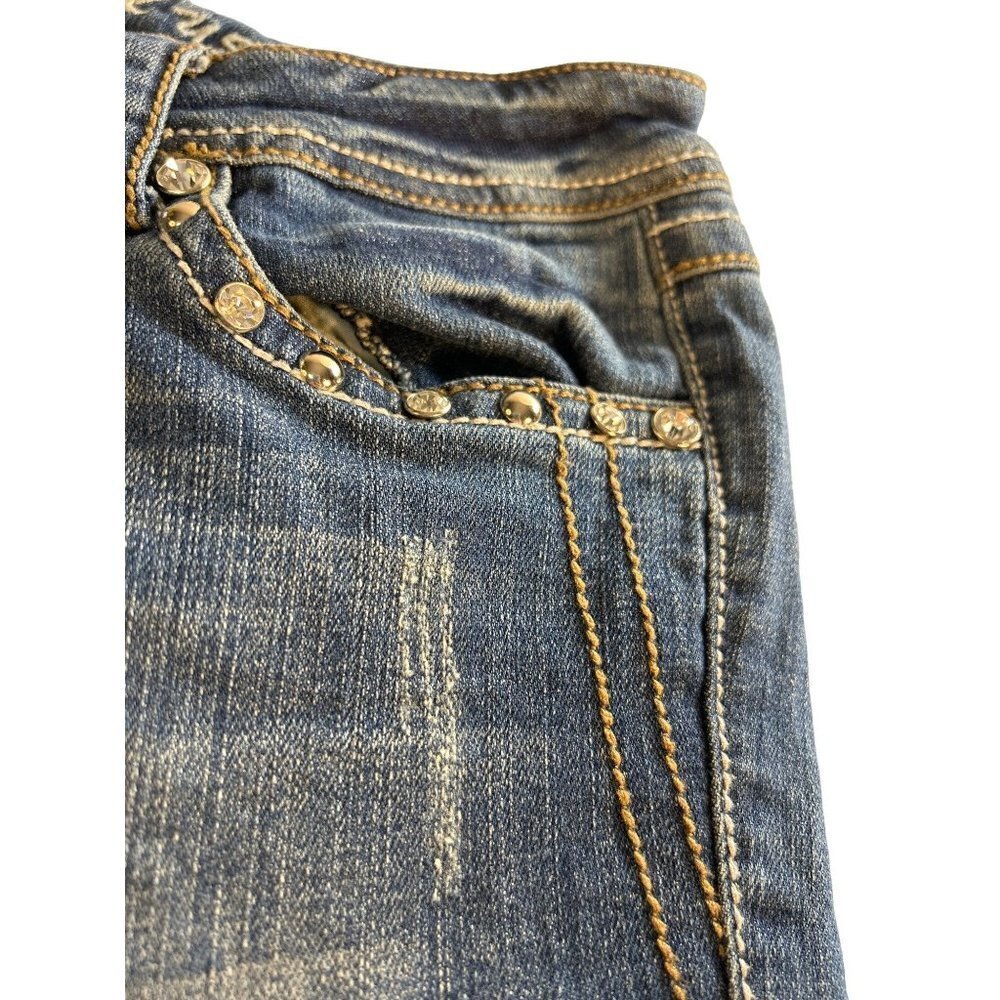 L.A. idol USA Womens Jrs Jean Rhinestone Studded Stretch Bermuda  Shorts Size 9 - Picture 4 of 11